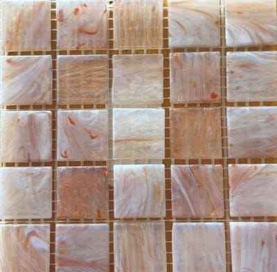 baby pink gold fleck mosaic tiles