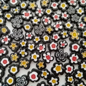 Murano Millefiori Flower Shape Black (50 Gram)
