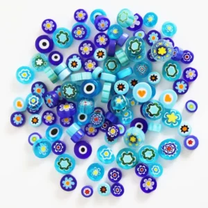Murano Millefiori Flower Shape Blue (50 Grams)