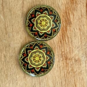 Mandala Yellow Black 2 Pieces 30mm