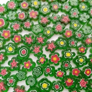 Murano Millefiori Flower Shape Green(50 Gram)