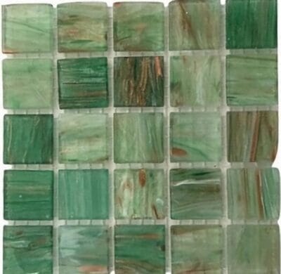 green gold fleck mosaic tiles
