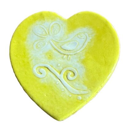 large heart yellow bird mosaic insert
