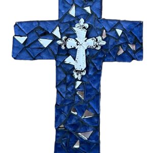 mosaic cross blue with decorative cross