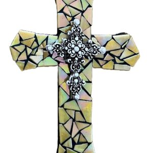 mosaic cross yellow with decorative cross