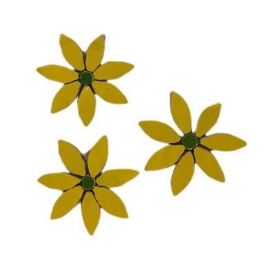 Mosaic Daisies Yellow Pack of 3