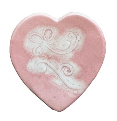 Pattern Heart Pink Swirl and Bird Mosaic Insert