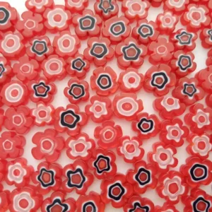 Murano Millefiori Flower Shape Red (50 Gram)