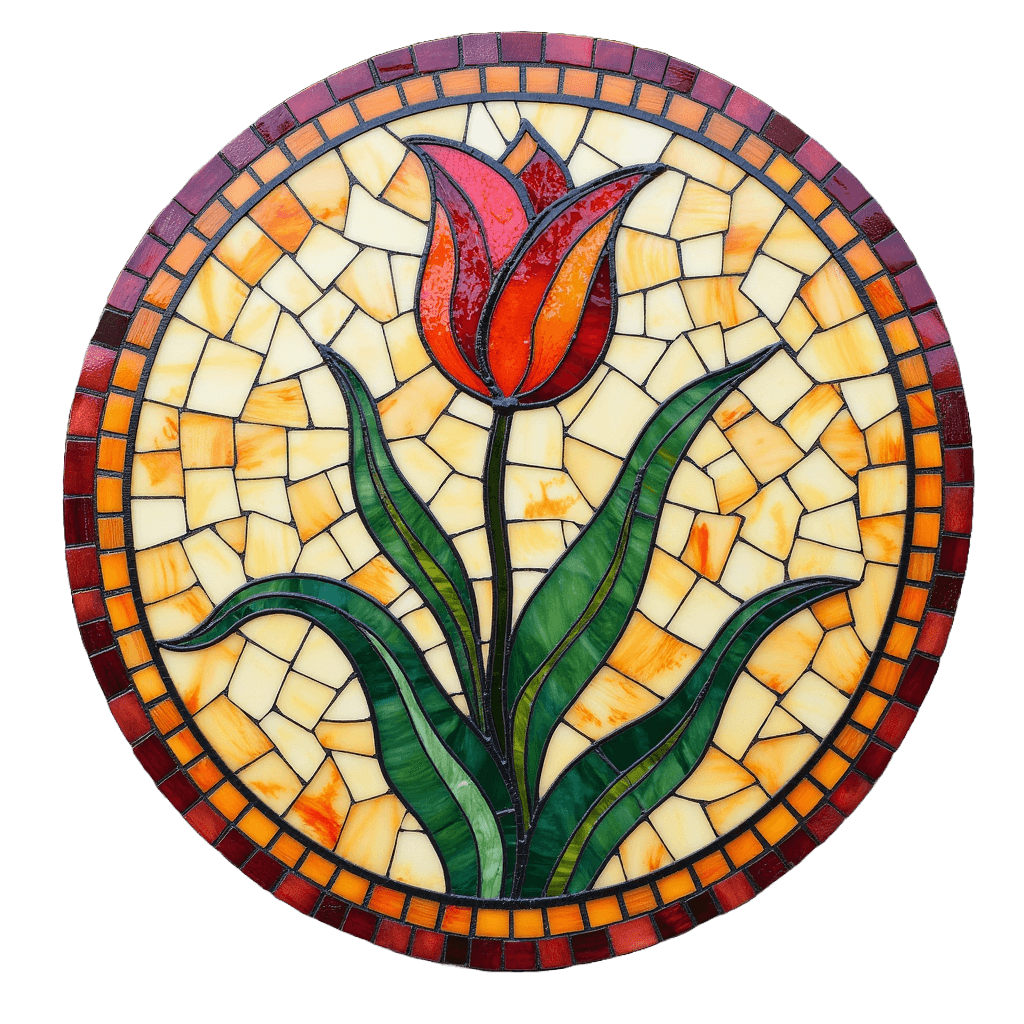 tulip mosaic made with stained glass